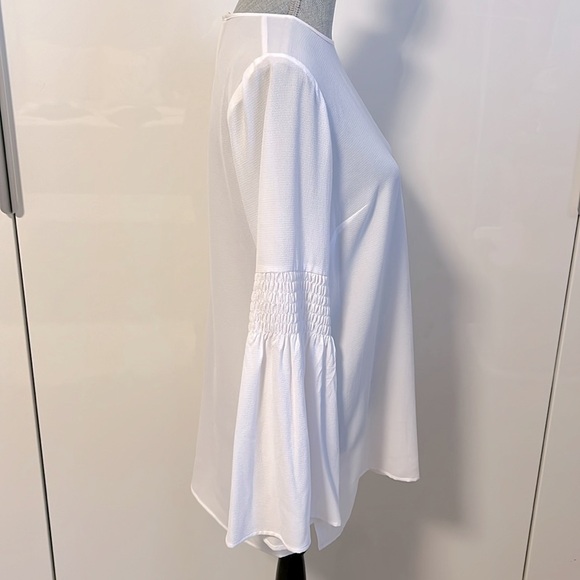 MICHAEL KORS NWOT Long Bell Smock Detail Sleeve White Blouse, Size M - Picture 6 of 11